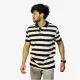 Men's Black White Orange Striped Polo T-Shirt | Premium Cotton Regular Fit